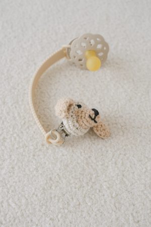Fita de Chupeta em Silicone com Mola Animal em Crochê
