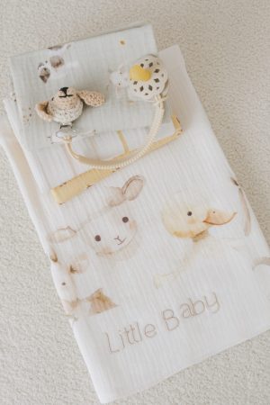 Conjunto de 4 Fraldas Musseline Estampadas